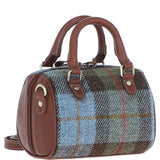 Ashwood Leather & Harris Tweed® Cloth Small Barrel Bag Tan/Mcload: TW-61-02-TM