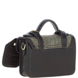 Ashwood Leather & Harris Tweed® Cloth Micro Satchel Bag with Twist Lock Brown/Green:TW-36-09-BG