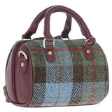 Ashwood Leather & Harris Tweed® Cloth Small Barrel Bag Wine/Mcload: TW-61-17-WM