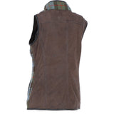 Ashwood Women's Country Tweed Check Waistcoat with Leather Trim Brown/Macleod: TW-702-01-BM