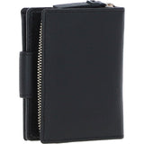 Ashwood Leather RFID Secure Wallet/Purse with Zip and Stud Closure Black: X-30