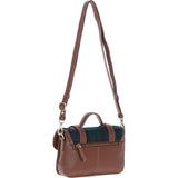 Ashwood Leather & Harris Tweed® Cloth Small Satchel Bag with Twist Lock Tan/Watch: TW-33-04-TW