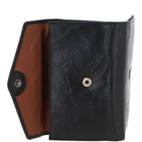 Women's Vintage Wash 12 Card Leather  Purse Black : G-42