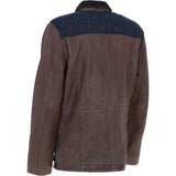 Ashwood Leather x Harris Tweed Men's Buff Lamb Leather Jacket with Corduroy Collar Brown/Navy: TW-903-011-BN