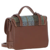 Ashwood Leather & Harris Tweed® Cloth Mini Satchel Bag with Twist Lock Tan/Mcload: TW-32-02-TM
