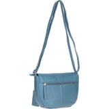 Leather Flap Shoulder Bag Avio Blue: Limerick