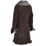 3/4 Length Toscana Suede Leather Coat Brown: KB 466