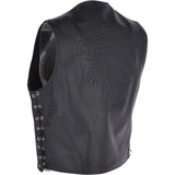 Men's Leather Embossed Laced Waistcoat Black: W/COAT INDIAN