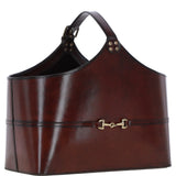 Ashwood Leather's Premium Handcrafted Leather Magazine Holder with Brass Detailing Chestnut: LF-161