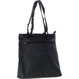 Black Leather Shoulder Bag with Pony Print Pocket: ELA 1128