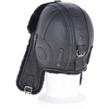 Classic Sheepskin Leather Pilot Hat Black: 041K