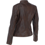 Leather Biker Jacket Aq Brown: G 2131