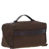 Fenland Canvas & Leather Wash Bag Brandy/green: FEN-759