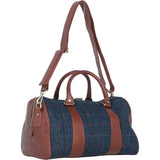 Ashwood Leather & Harris Tweed® Cloth Doctor Holdall Tan/Navy: TW-46-11-TN