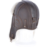 Classic Sheepskin Leather Pilot Hat Brown Cream: 041K
