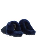 Women's Classic  Suede Sheepskin Slippers Navy: FEN-LADIES SLIPPERS