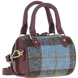 Ashwood Leather & Harris Tweed® Cloth X-Small Barrel Bag Wine/Mcload: TW-60-17-WM
