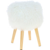New Zealand Sheepskin Stool Tibetan Ivory: SHORT SHEEPSKIN STOOL