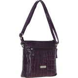 Ashwood Leather Croc-embossed Crossbody X Shoulder Bag for Woman Purple: 79651