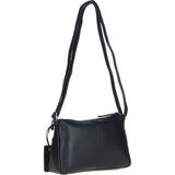 Compact Zip-Closure Leather Crossbody Bag Black: Belfast