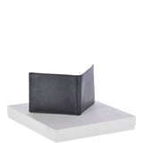 Vegetable Tanned Leather Classic 8 Card Bill Fold  Wallet Black : 1211-VT