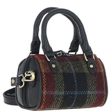 Ashwood Leather & Harris Tweed® Cloth X-Small Barrel Bag Black/Green/Red: TW-60-07-BR