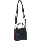 Ashwood Leather & Harris Tweed® Cloth Handbag with Removable Crossbody Strap Navy/Pink: TW-21-06-NP