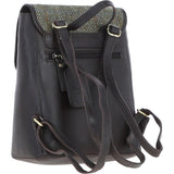 Ashwood Leather & Harris Tweed® Cloth Compact Backpack Brown/Green: TW-65-09-BG