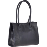 Vegetable Tanned Leather Two Section With Mid Purse Bag Navy : V-26