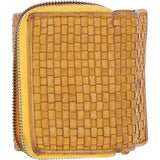 Vintage Woven Leather 7 Card Purse Yellow:  D-82