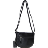 Leather Flap-Over Crossbody Bag Black: Violet