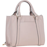 Real Leather Handbag with Adjustable Crossbody Strap Beige: 64867