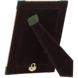 Exquisite Ashwood Leather Picture Frame (M) with Golden Accents Green: LF-122
