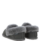 Women's Classic  Suede Sheepskin Cuff Slippers Grey: LADIES CUFF SLIPPERS