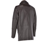 Mens Leather Coat With Detachable Collar Brown : Carl