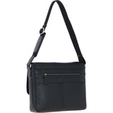 Gabicci Leather Messenger Bag with Crossbody Strap Black: GB-64957