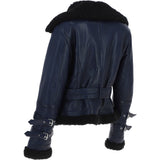 Women's Aviator Biker Jacket Blue/Black: 2420