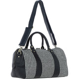 Ashwood Leather & Harris Tweed® Cloth Doctor Holdall Black/White: TW-46-12-BW