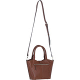Leather Shoulder Bag with Detachable Crossbody Strap 2 Tone Tan: 64739