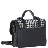 Ashwood Leather & Harris Tweed® Cloth Mini Satchel Bag with Twist Lock Black/White: TW-32-12-BW
