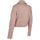 Short Leather Biker Jacket Stone: 6617