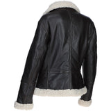 Womens Shearling Biker Jacket Brown: 2418