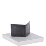 Cow Waxy Leather Classic 3 Card Bill-Fold and Coin Wallet Black : 1552