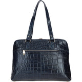Women’s Large Croc Finish Leather Bag Navy/croc: 22-064/R
