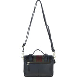 Ashwood Leather & Harris Tweed® Cloth Small Satchel Bag with Twist Lock Black/Green/Red: TW-33-07-BR