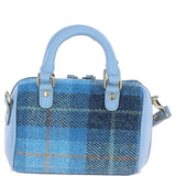 Ashwood Leather & Harris Tweed® Cloth Small Barrel Bag Baby-blue/Blue: TW-61-19-BB
