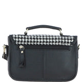Ashwood Leather & Harris Tweed® Cloth Small Satchel Bag Black/White: TW-67-12-BW