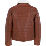 Ashwood Men’s Real Leather Puffer Jacket in Regular Fit with Faux Fur Collar Tan: AWM-Puffer