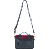 Ashwood Leather & Harris Tweed® Cloth Small Satchel Bag with Twist Lock Navy/Pink: TW-33-06-NP
