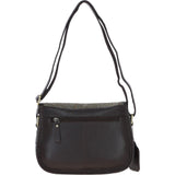 Elegant Ashwood Leather & Harris Tweed® Cloth Crossbody Bag Brown/Green: TW-27-09-BG